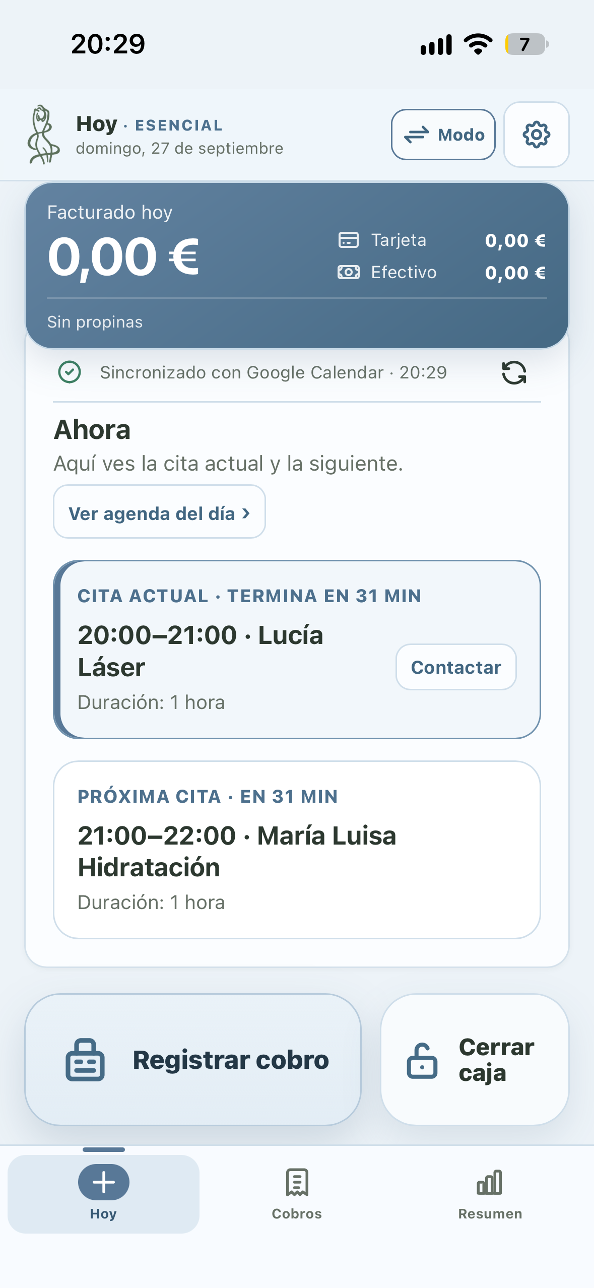 Captura real de la aplicación IO