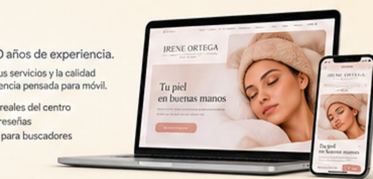 Vista de la web de Irene Ortega en portátil y móvil