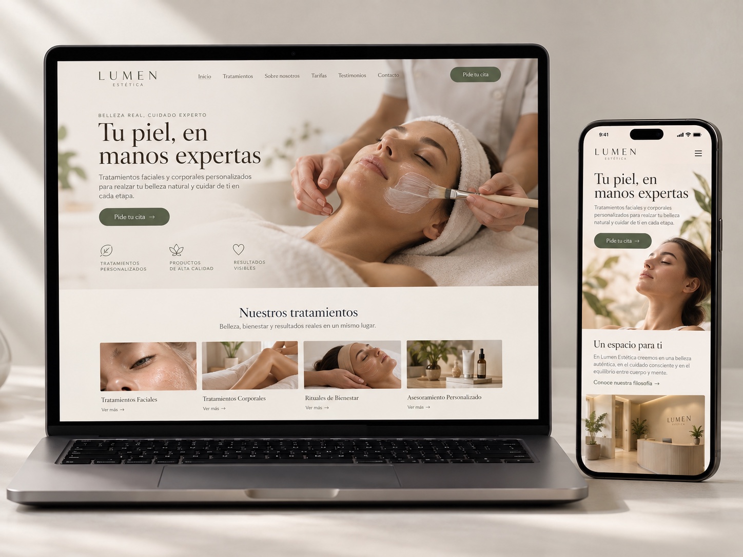 Mockup web para centro de estética