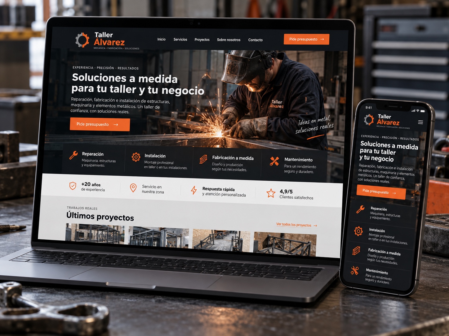 Mockup web para taller industrial